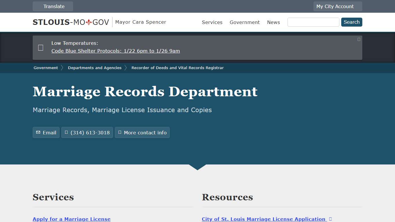 Marriage Records Department