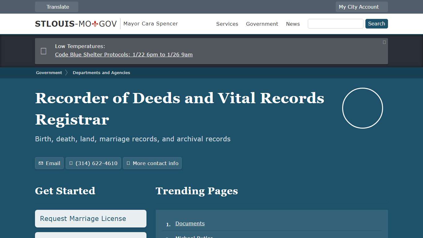 St. Louis City Recorder of Deeds and Vital Records Registrar